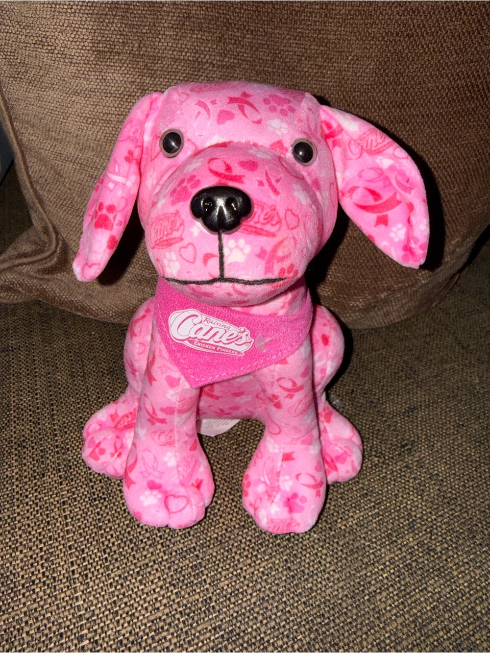 Raising Canes Pink Plush Dog with pink Bandana. Collector’s item. Breast cancer.